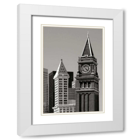 Skiline Time BW White Modern Wood Framed Art Print with Double Matting by Taylor, Douglas