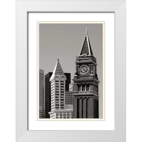 Skiline Time BW White Modern Wood Framed Art Print with Double Matting by Taylor, Douglas