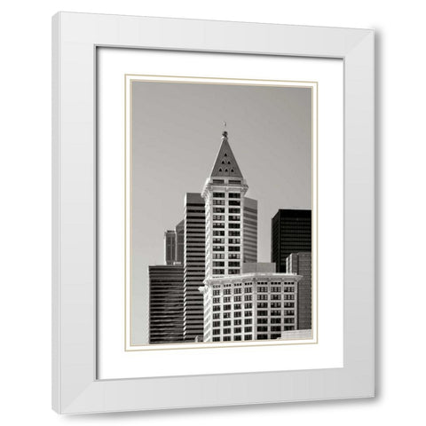 Smith Tower BW White Modern Wood Framed Art Print with Double Matting by Taylor, Douglas