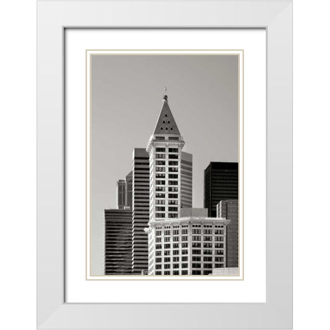 Smith Tower BW White Modern Wood Framed Art Print with Double Matting by Taylor, Douglas