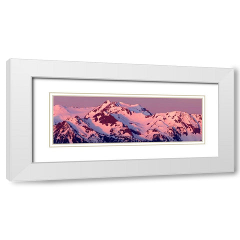 Alpenglow on Olympic Mountains White Modern Wood Framed Art Print with Double Matting by Taylor, Douglas