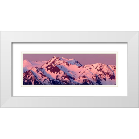 Alpenglow on Olympic Mountains White Modern Wood Framed Art Print with Double Matting by Taylor, Douglas