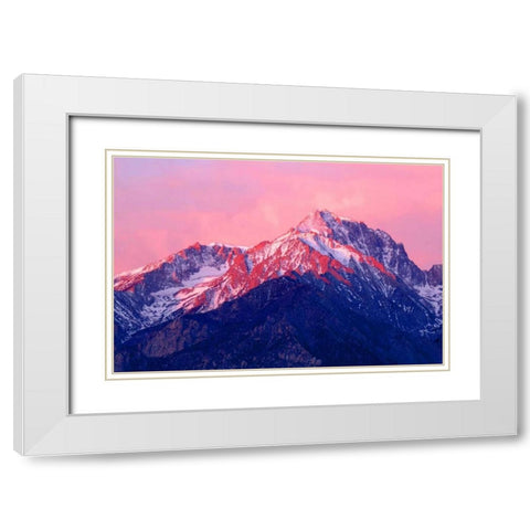Mt. Williamson Sunrise White Modern Wood Framed Art Print with Double Matting by Taylor, Douglas