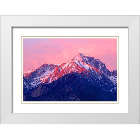 Mt. Williamson Sunrise White Modern Wood Framed Art Print with Double Matting by Taylor, Douglas