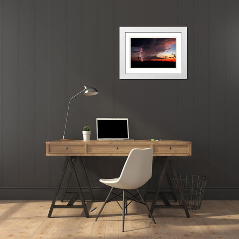 Twilight Lightning I White Modern Wood Framed Art Print with Double Matting by Taylor, Douglas
