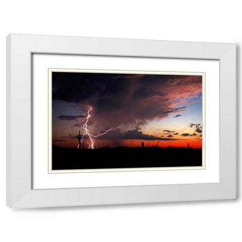 Twilight Lightning I White Modern Wood Framed Art Print with Double Matting by Taylor, Douglas