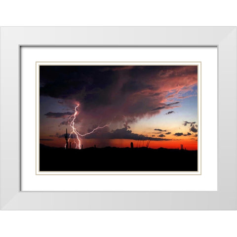 Twilight Lightning I White Modern Wood Framed Art Print with Double Matting by Taylor, Douglas