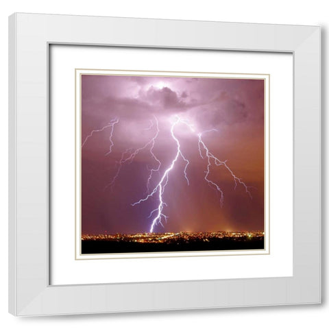Urban Lightning II White Modern Wood Framed Art Print with Double Matting by Taylor, Douglas