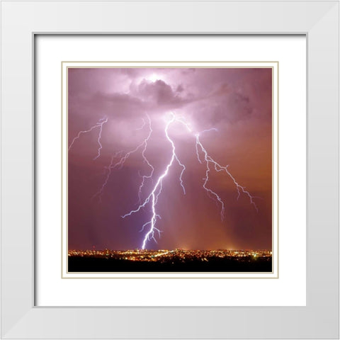 Urban Lightning II White Modern Wood Framed Art Print with Double Matting by Taylor, Douglas