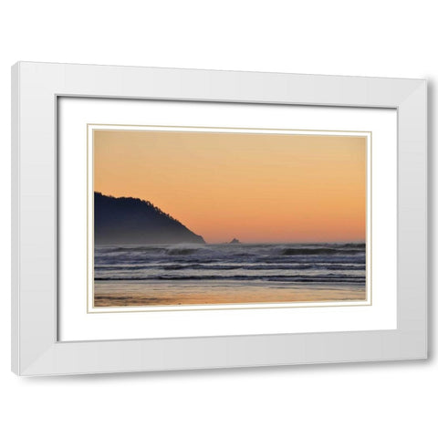 Ocean Sunset I White Modern Wood Framed Art Print with Double Matting by Thomas, Logan