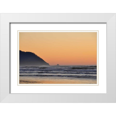 Ocean Sunset I White Modern Wood Framed Art Print with Double Matting by Thomas, Logan