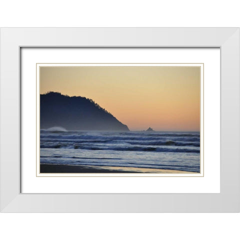 Ocean Sunset II White Modern Wood Framed Art Print with Double Matting by Thomas, Logan