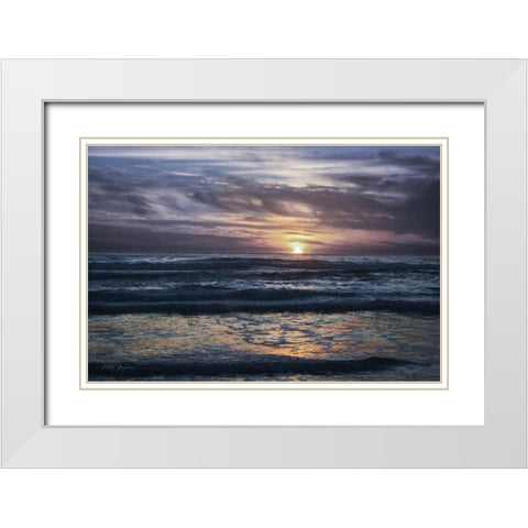 Purple Sunset White Modern Wood Framed Art Print with Double Matting by Geyman, Vitaly