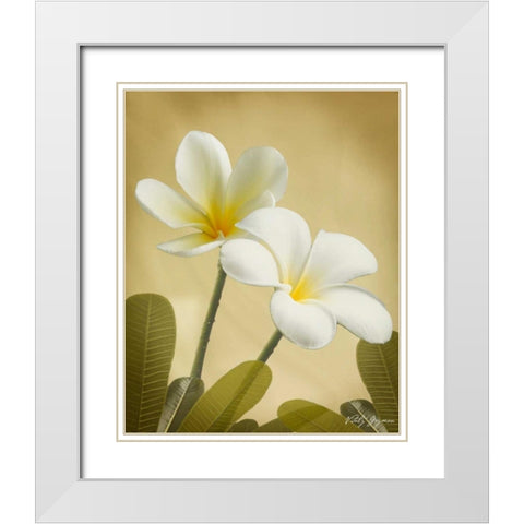 Oriental Plumeria II White Modern Wood Framed Art Print with Double Matting by Geyman, Vitaly