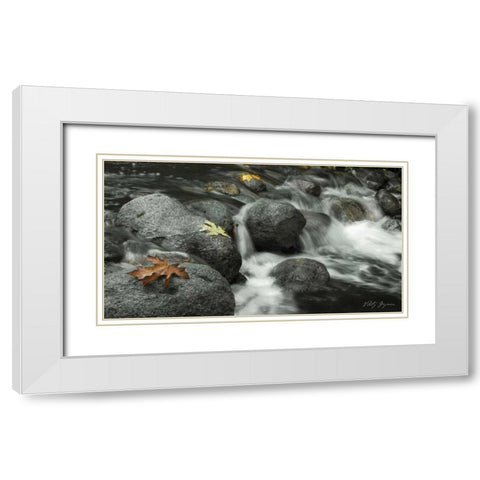 Silver Falls II White Modern Wood Framed Art Print with Double Matting by Geyman, Vitaly
