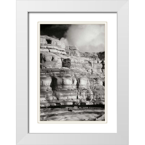 Pt. Lobos Rocks III White Modern Wood Framed Art Print with Double Matting by Geyman, Vitaly