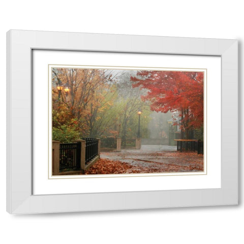 Fall Plaza I White Modern Wood Framed Art Print with Double Matting by Geyman, Vitaly