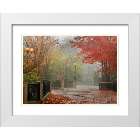 Fall Plaza I White Modern Wood Framed Art Print with Double Matting by Geyman, Vitaly