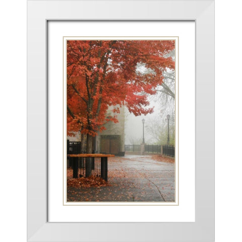 Fall Plaza IV White Modern Wood Framed Art Print with Double Matting by Geyman, Vitaly