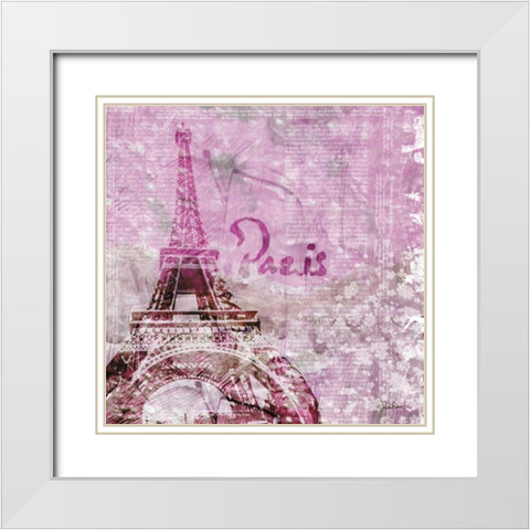 Lavender Paris White Modern Wood Framed Art Print with Double Matting by Roberto, LuAnn