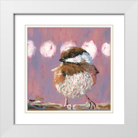 Hellow Chickadee White Modern Wood Framed Art Print with Double Matting by Reeves, Molly
