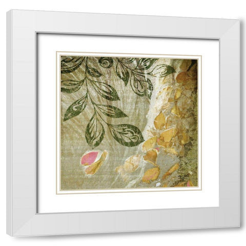 Green Swirl I White Modern Wood Framed Art Print with Double Matting by Studio 2