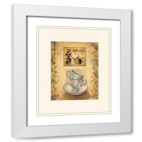 Tea for Two White Modern Wood Framed Art Print with Double Matting by Sjodin, Valerie