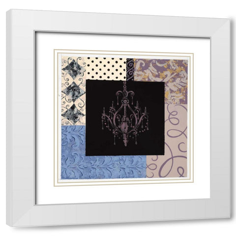 Chandelier II White Modern Wood Framed Art Print with Double Matting by Smith, Pamela
