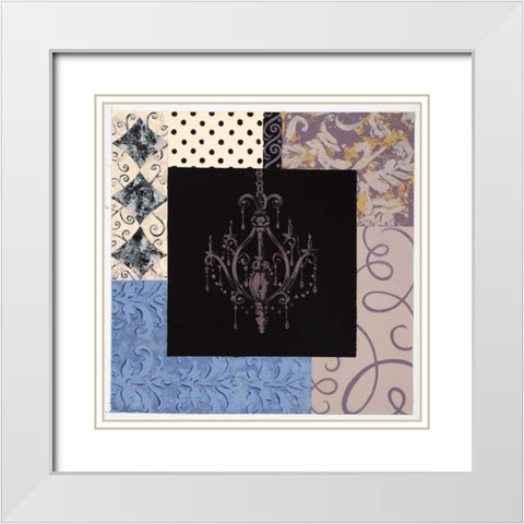 Chandelier II White Modern Wood Framed Art Print with Double Matting by Smith, Pamela