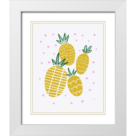 Pineapple White Modern Wood Framed Art Print with Double Matting by Serna, Isabel