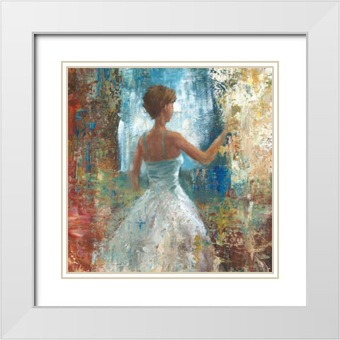 Lady in Waiting White Modern Wood Framed Art Print with Double Matting by Saunders, Michael