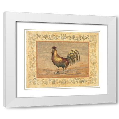 Rooster White Modern Wood Framed Art Print with Double Matting by Schippel, Banafshe