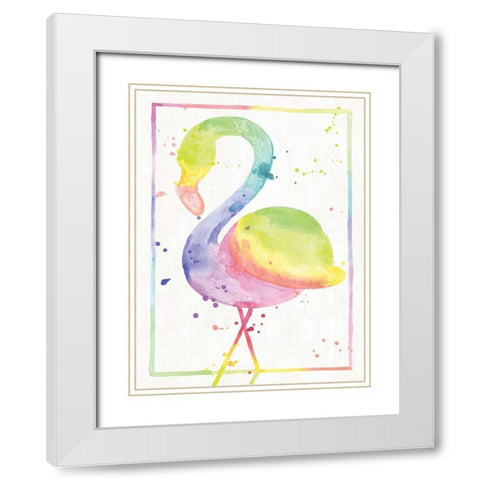 Flamingo Sunrise White Modern Wood Framed Art Print with Double Matting by Sta Teresa, Ashley