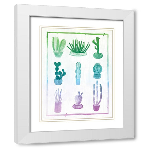 Ombre Cactus White Modern Wood Framed Art Print with Double Matting by Sta Teresa, Ashley