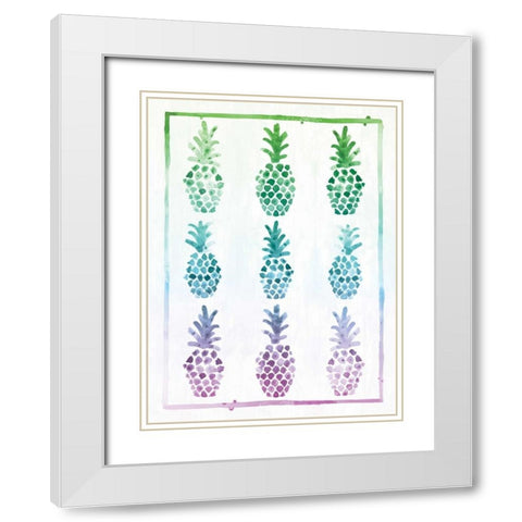 Ombre Pineapple White Modern Wood Framed Art Print with Double Matting by Sta Teresa, Ashley