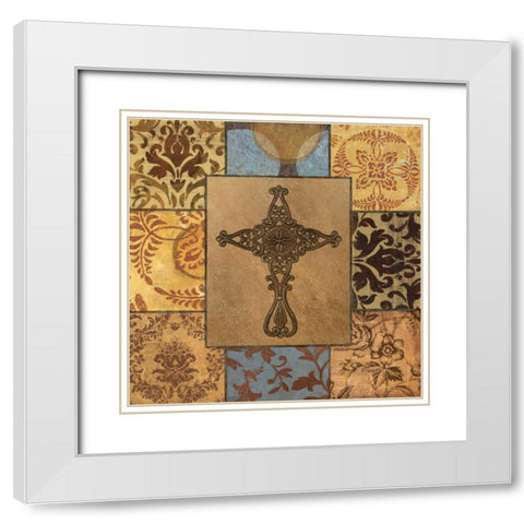 Patchwork Cross I White Modern Wood Framed Art Print with Double Matting by Williams, Todd