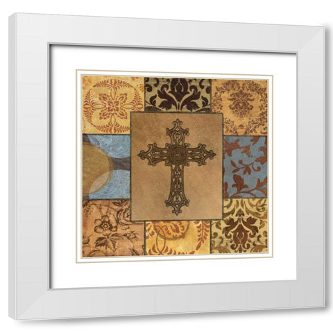 Patchwork Cross II White Modern Wood Framed Art Print with Double Matting by Williams, Todd