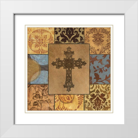 Patchwork Cross II White Modern Wood Framed Art Print with Double Matting by Williams, Todd