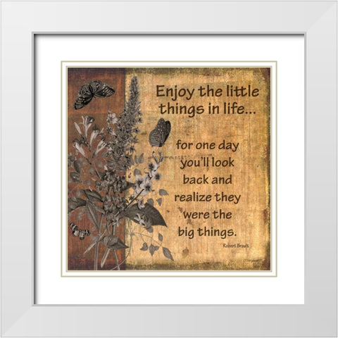 Enjoy Little Things White Modern Wood Framed Art Print with Double Matting by Williams, Todd