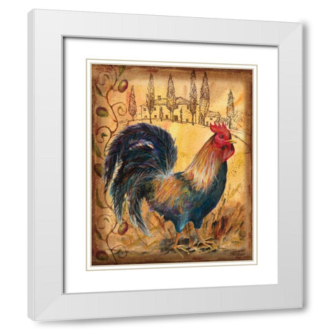 Tuscan Rooster I White Modern Wood Framed Art Print with Double Matting by Williams, Todd
