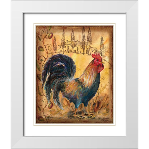 Tuscan Rooster I White Modern Wood Framed Art Print with Double Matting by Williams, Todd