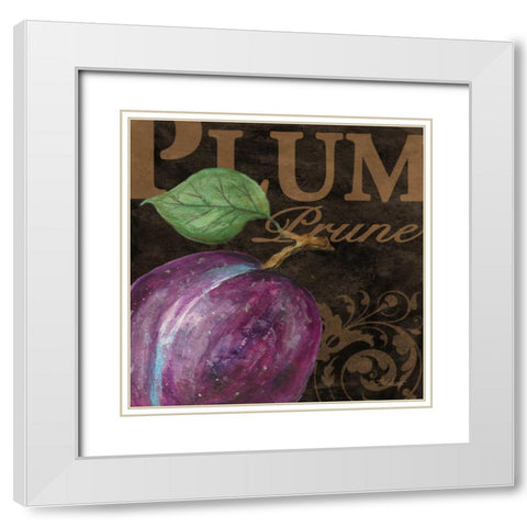 French Fruit Plum White Modern Wood Framed Art Print with Double Matting by Williams, Todd