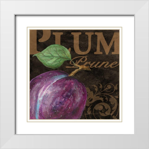 French Fruit Plum White Modern Wood Framed Art Print with Double Matting by Williams, Todd
