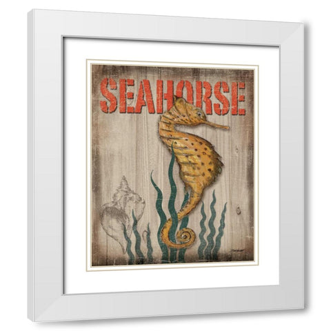 Seahorse White Modern Wood Framed Art Print with Double Matting by Williams, Todd