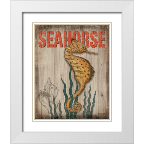 Seahorse White Modern Wood Framed Art Print with Double Matting by Williams, Todd