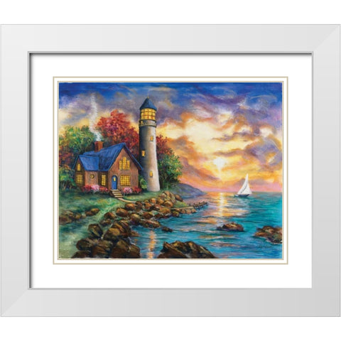 Departure White Modern Wood Framed Art Print with Double Matting by Williams, Todd