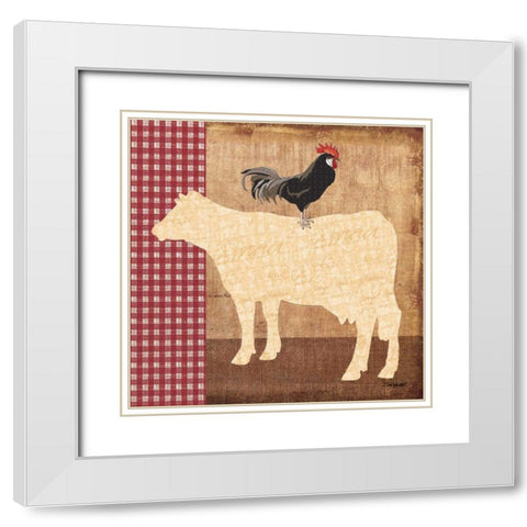 Cow White Modern Wood Framed Art Print with Double Matting by Williams, Todd