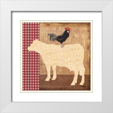 Cow White Modern Wood Framed Art Print with Double Matting by Williams, Todd