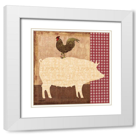 Pig White Modern Wood Framed Art Print with Double Matting by Williams, Todd