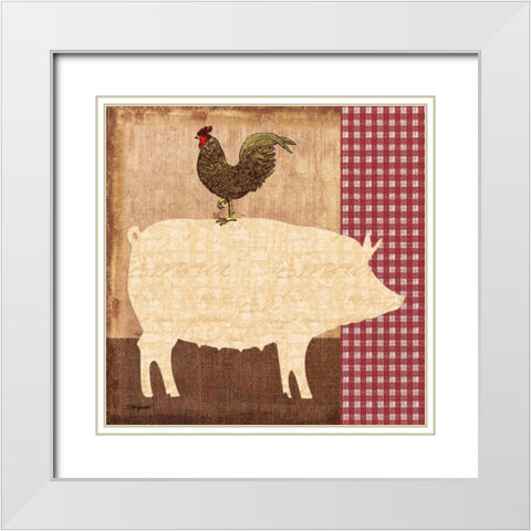 Pig White Modern Wood Framed Art Print with Double Matting by Williams, Todd